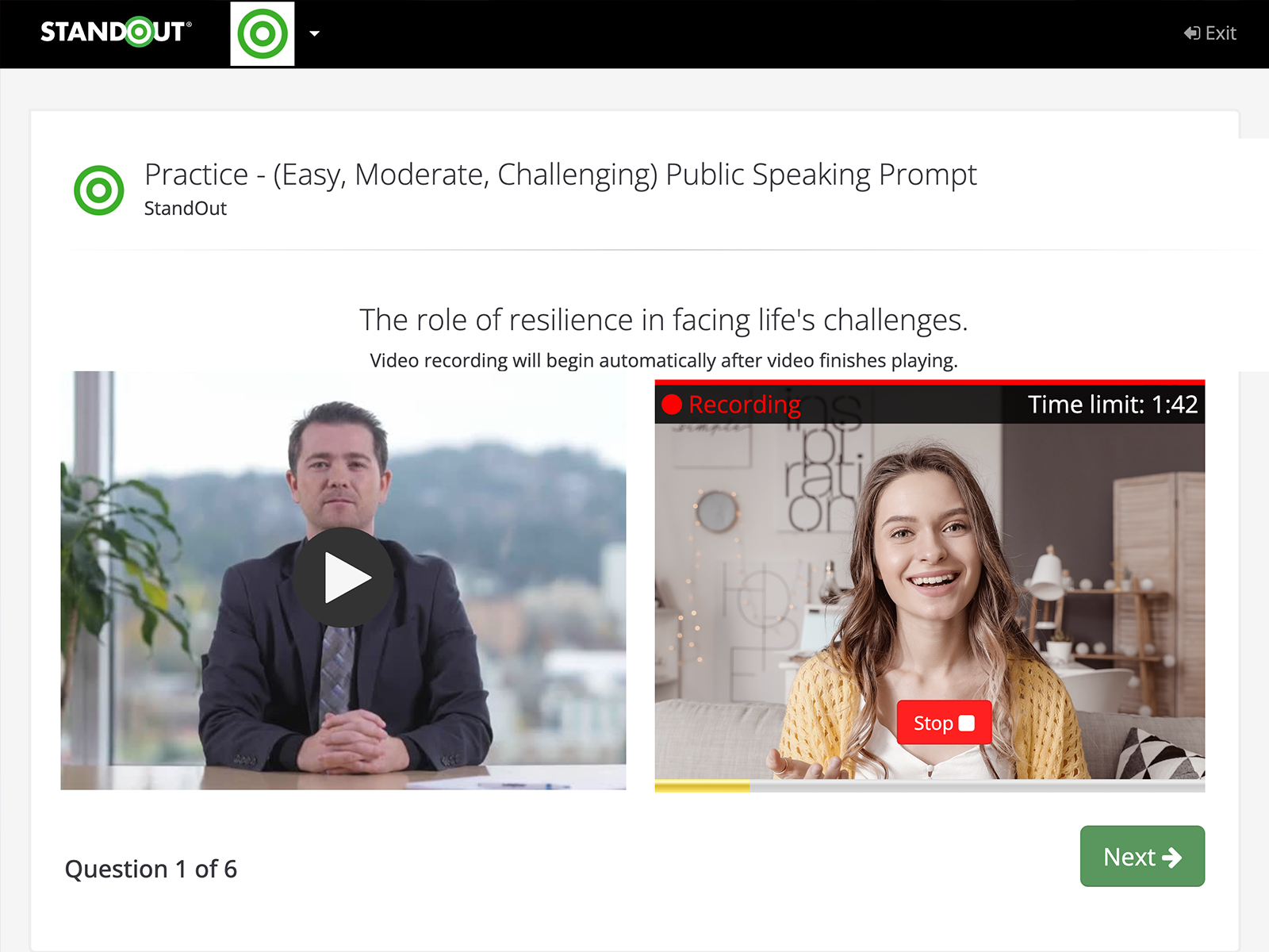 using StandOut to practice interviews