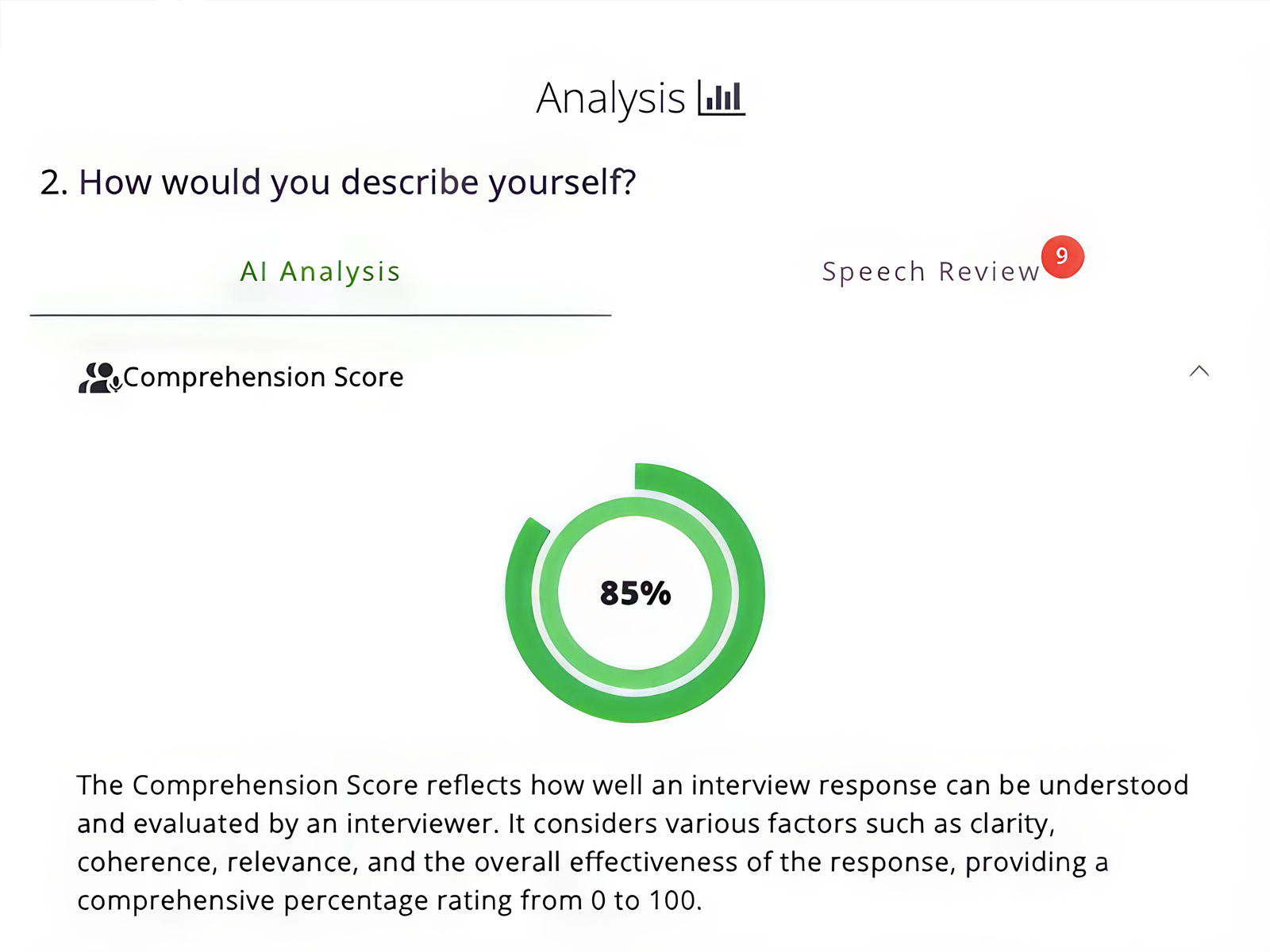 ai comprehension screenshot