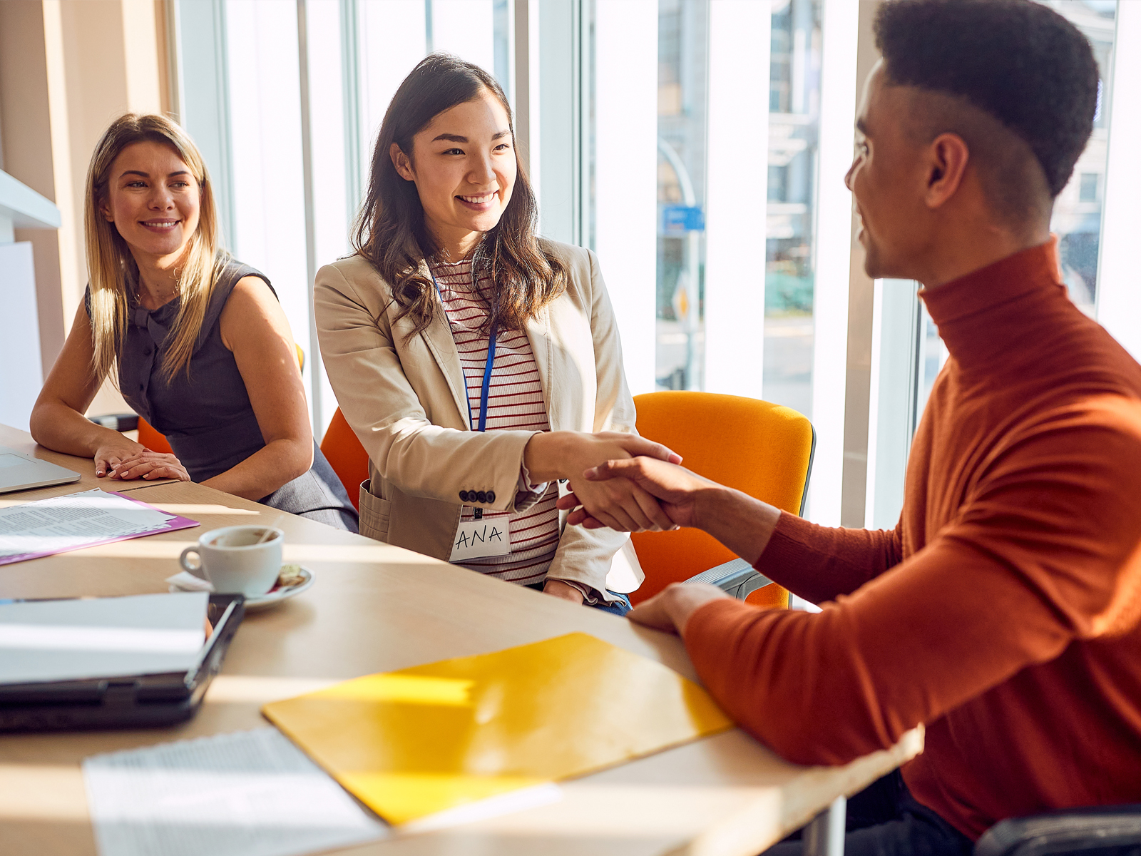 handshake at an interview