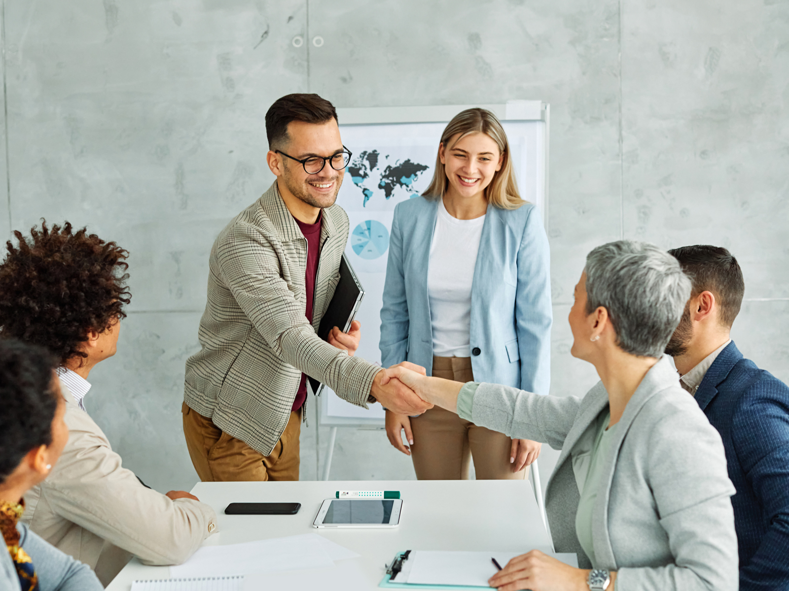 a welcoming handshake