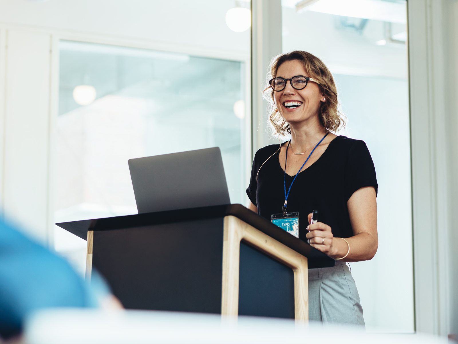 woman giving presentation